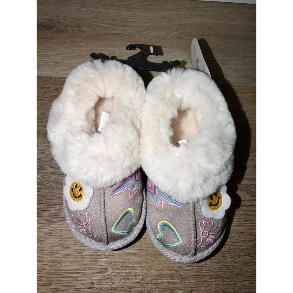 Girl slipper with faux fur trim 7/8